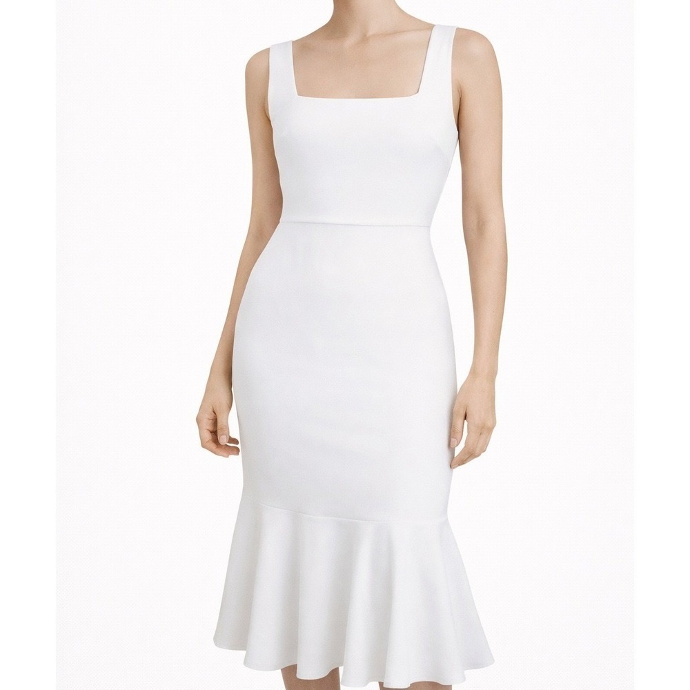 LULUS White Square Neck Midi Dress Graduation Bridal Sleeveless Size L NWT